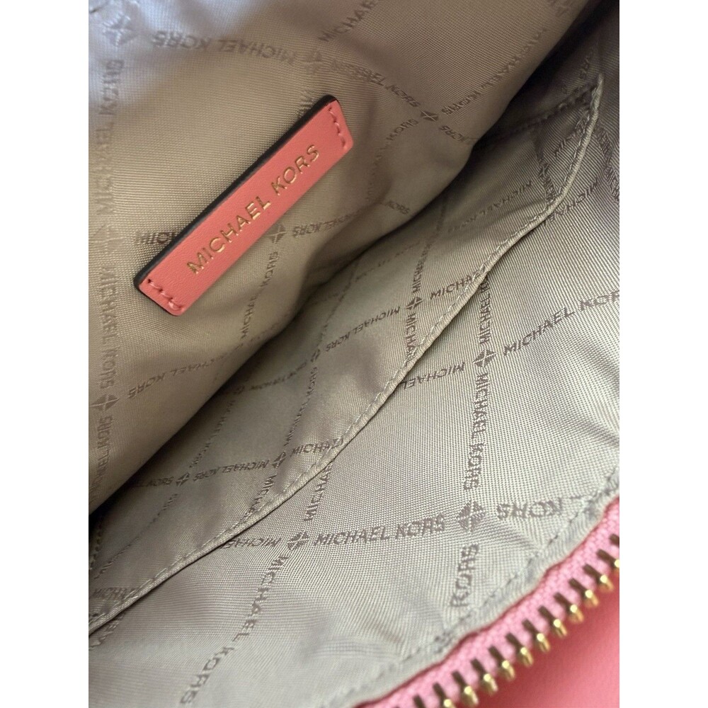 NWT Michael Kors Mercer Large Accordion Tote Pebbled Leather Grapefruit Pink - Picture 12 of 16